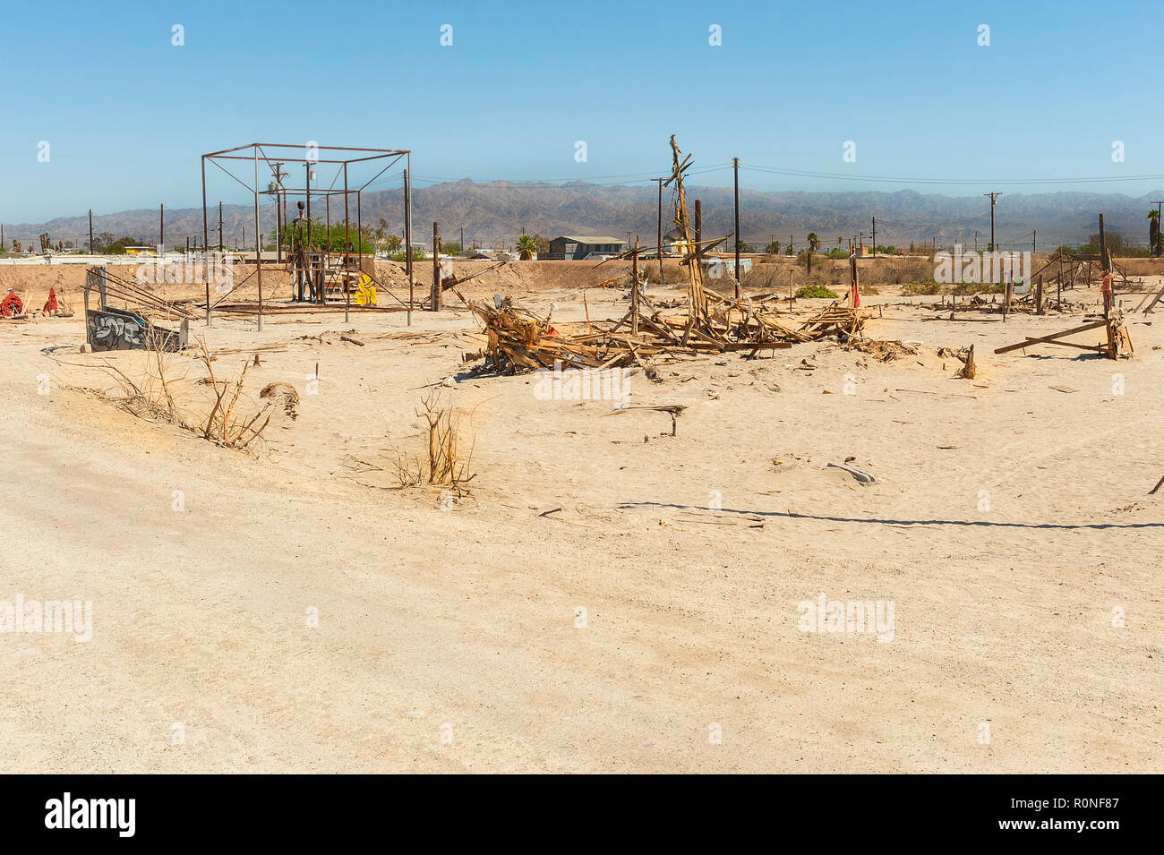 Bombay Beach sur le lac Salton, California, USA Banque D'Images