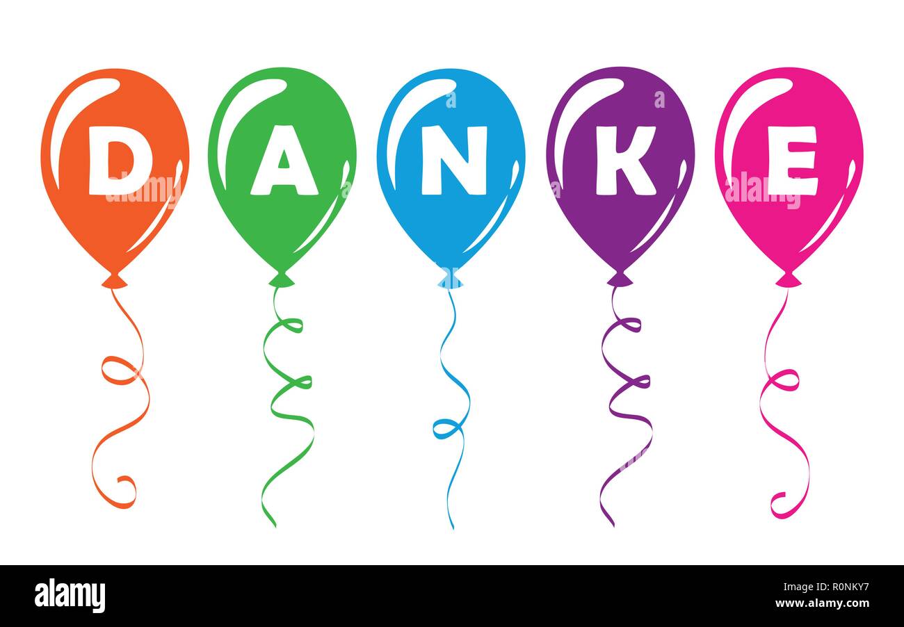 La traduction du texte allemand Danke Merci colorful balloons vector illustration Illustration de Vecteur