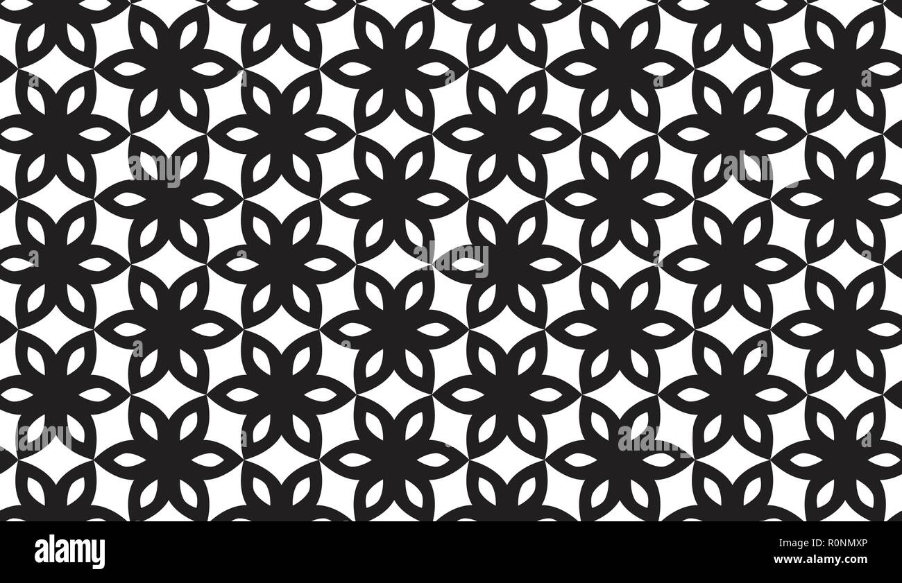 Noir et blanc fleur géométrique abstraite vector pattern transparente Illustration de Vecteur