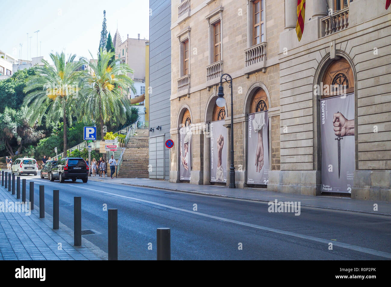 Vieille ville rue Palma de Mallorca, Espagne Banque D'Images