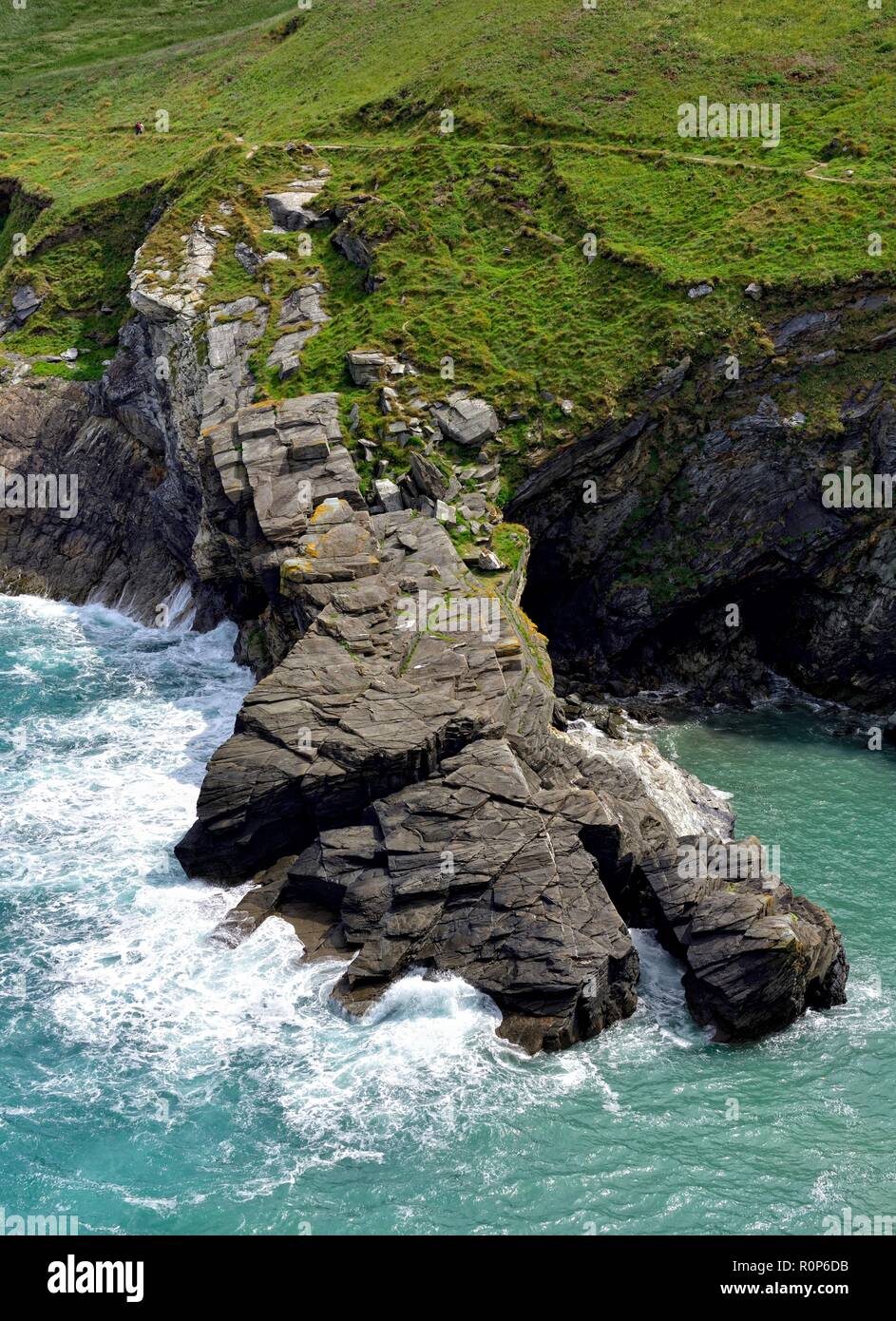 Barras Nez château de Tintagel, Cornwall, Angleterre, Royaume-Uni Banque D'Images