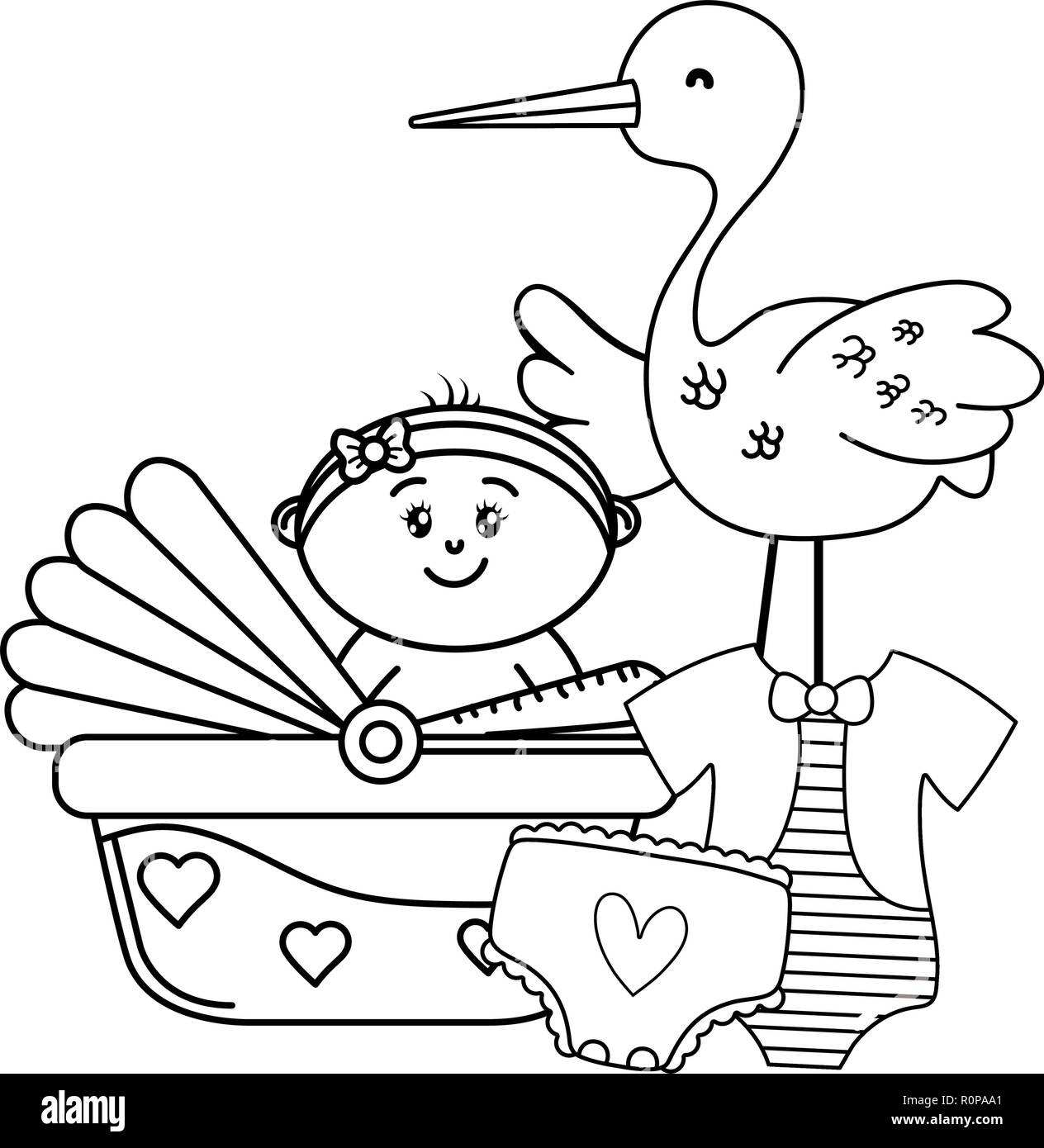 Caricature de douche de bébé Illustration de Vecteur