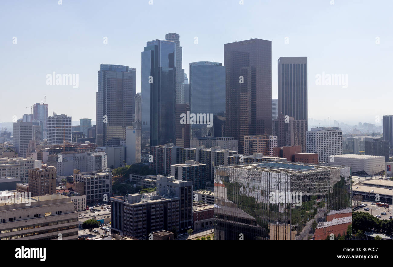 Le centre-ville de Los Angeles Californie Cityscape Skyline de l'Hôtel de Ville Banque D'Images