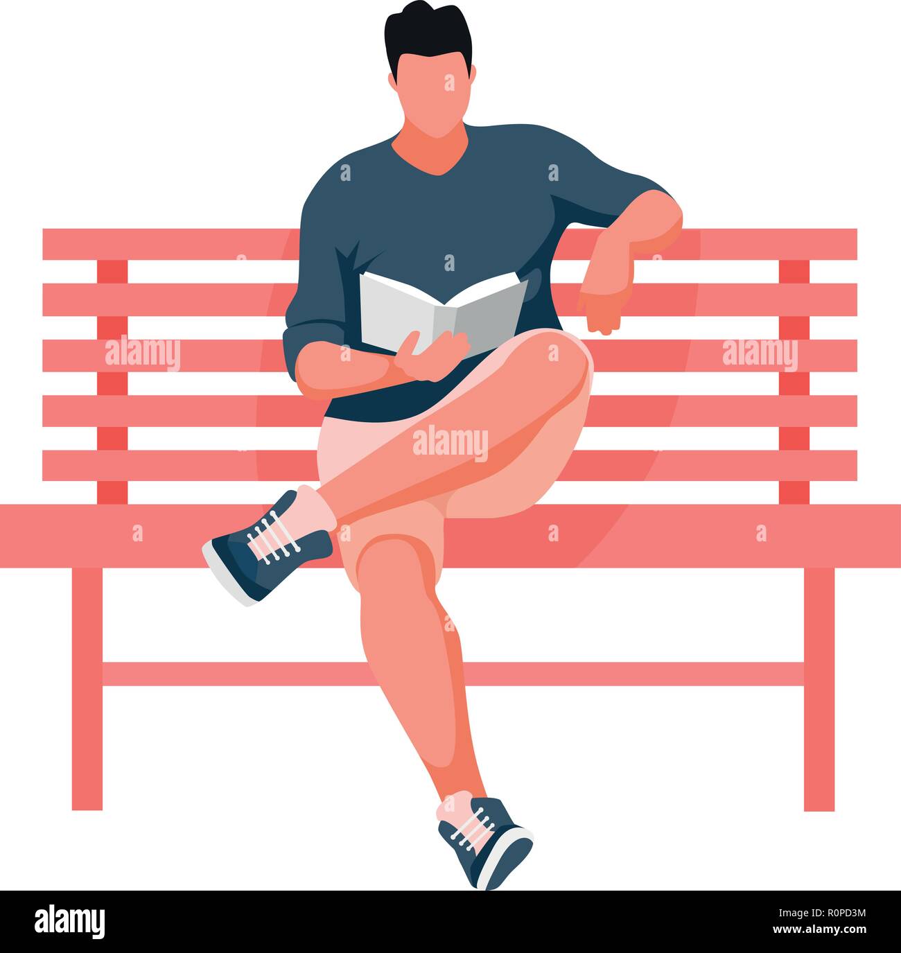 Homme assis sur un banc. Guy reading book. Vector Illustration Illustration de Vecteur