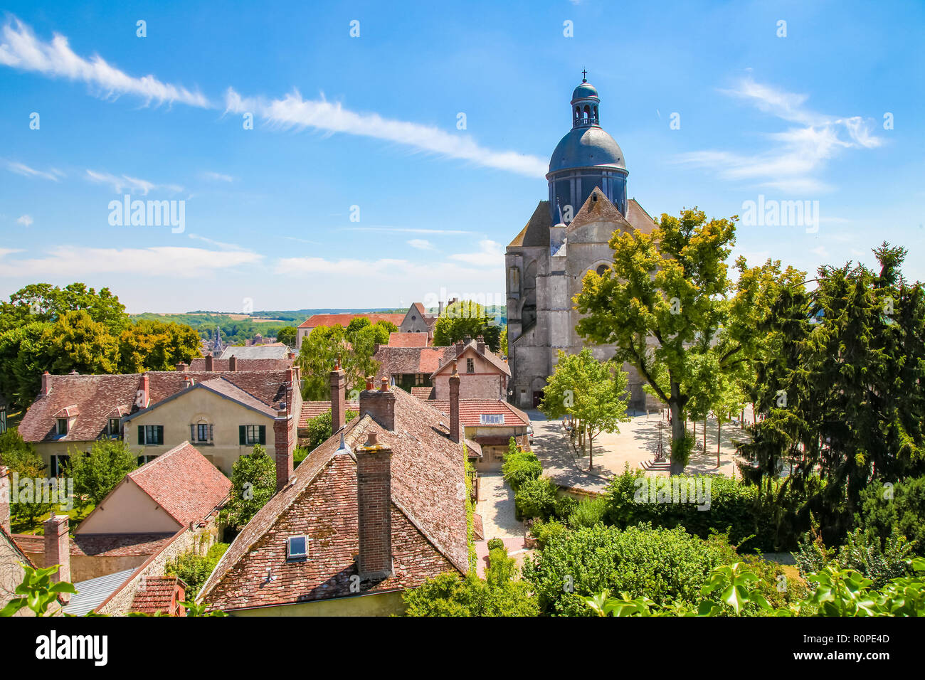 Vue sur le vieux centre de la ville médiévale de Provins, Seine et Marne, Région Parisienne, France. Banque D'Images