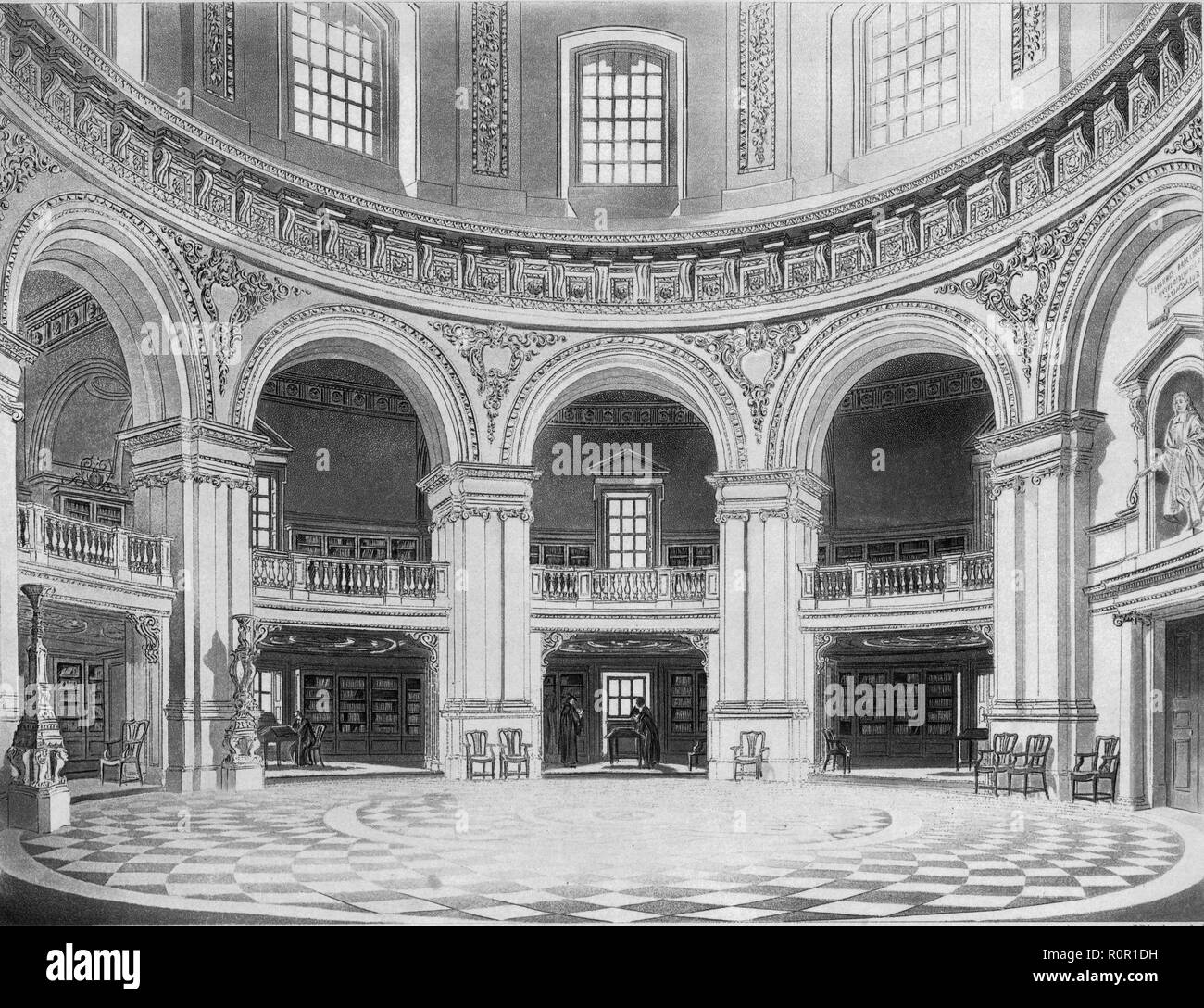 Intérieur de la bibliothèque de Radcliffe, c1813. Organisateur : J Bluck. Banque D'Images