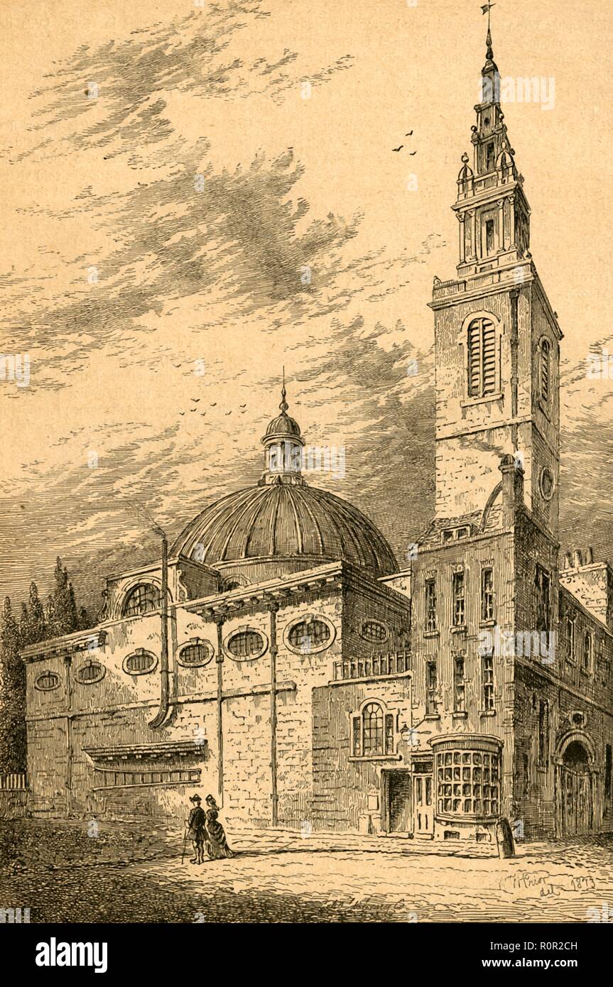 'Extérieur de l'église Saint-Etienne, Walbrook, en 1700', (1897). Créateur : Inconnu. Banque D'Images
