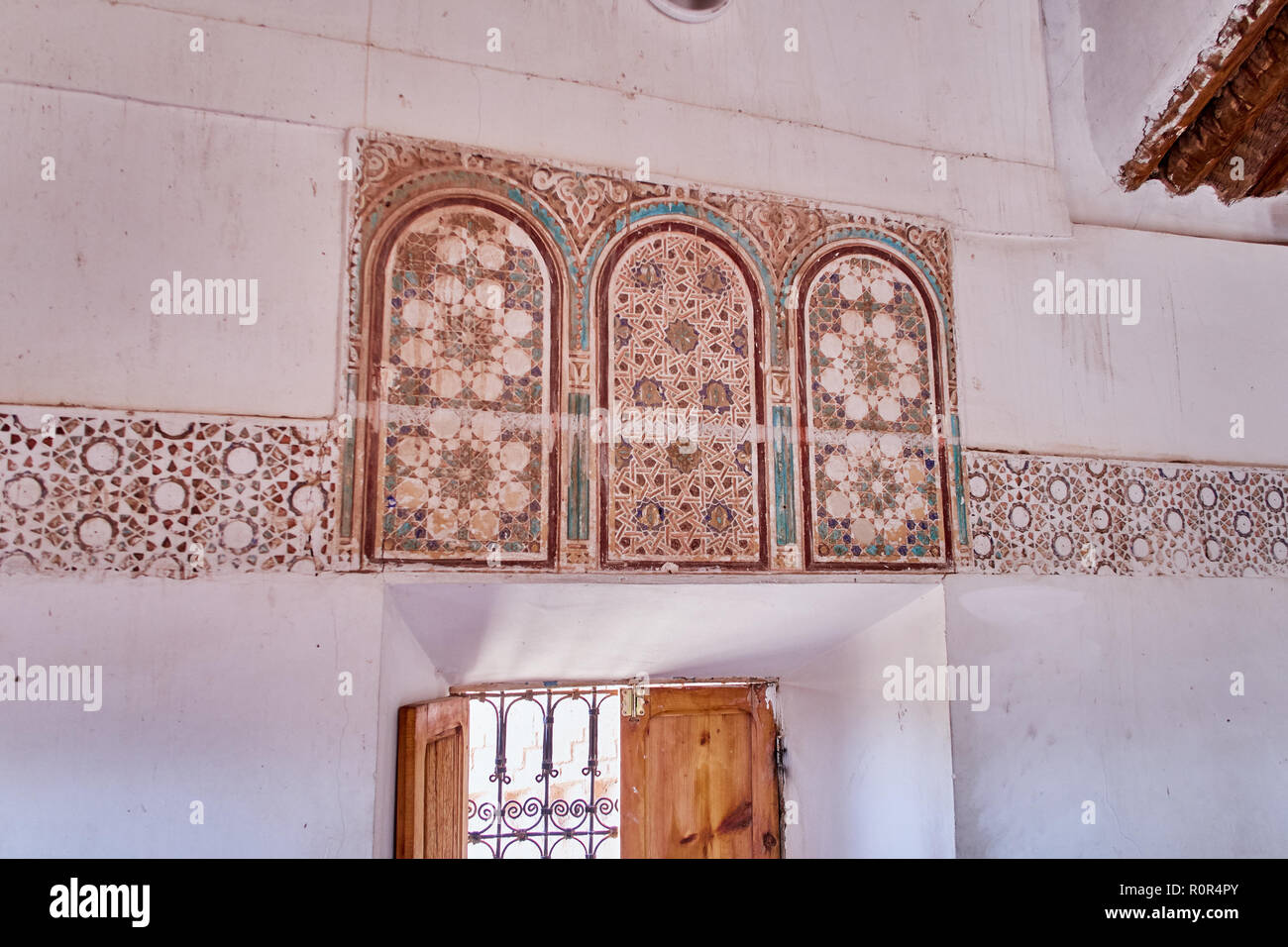 Détail de l'intérieur de Taourirt à Ouarzazate, Maroc Banque D'Images