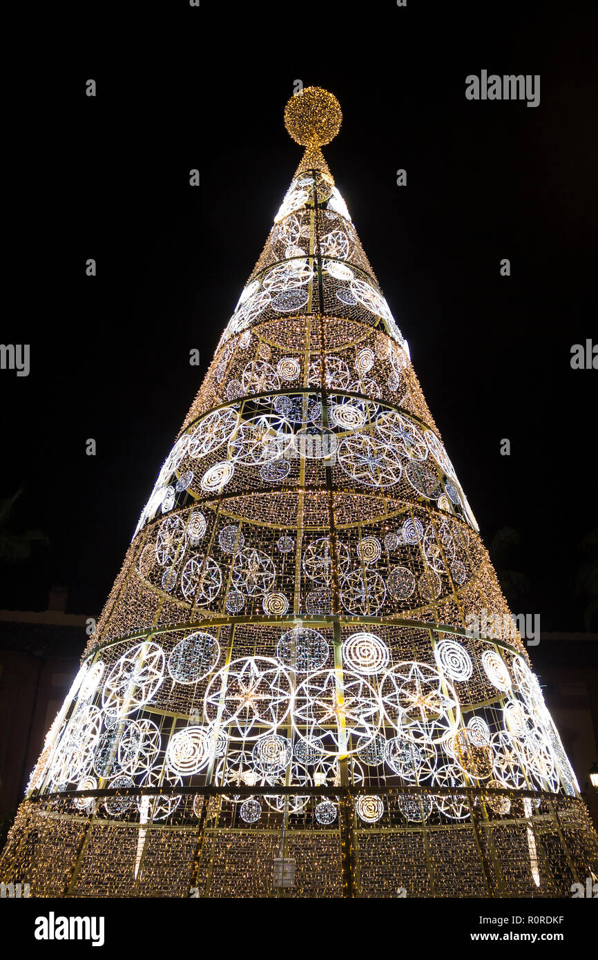 Nouvel An des arbres lumineux à Séville, Espagne Banque D'Images