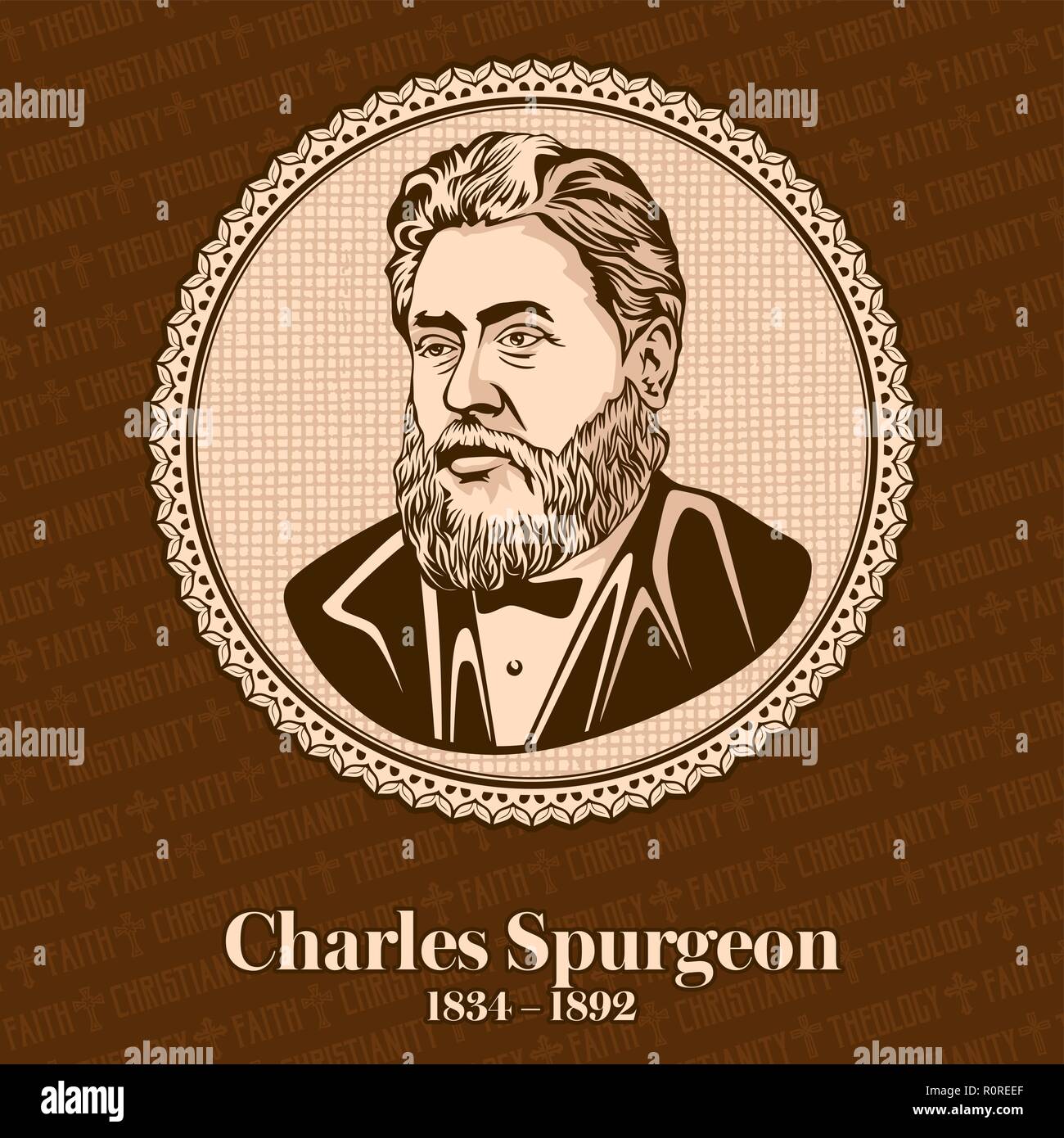 Charles Haddon Spurgeon (1834 - 1892) était un prédicateur baptiste particulier. Spurgeon demeure très influente parmi les chrétiens de diverses deno Illustration de Vecteur