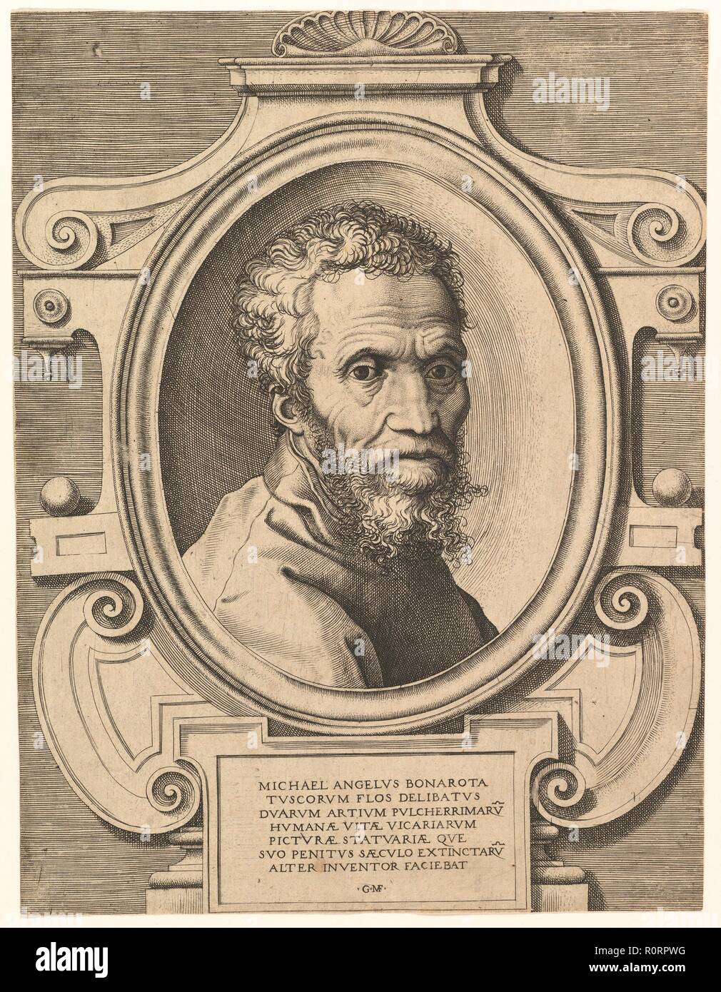 Portrait de Michelangelo, pub. C1564. Organisateur : École Italienne (16ème siècle). Banque D'Images