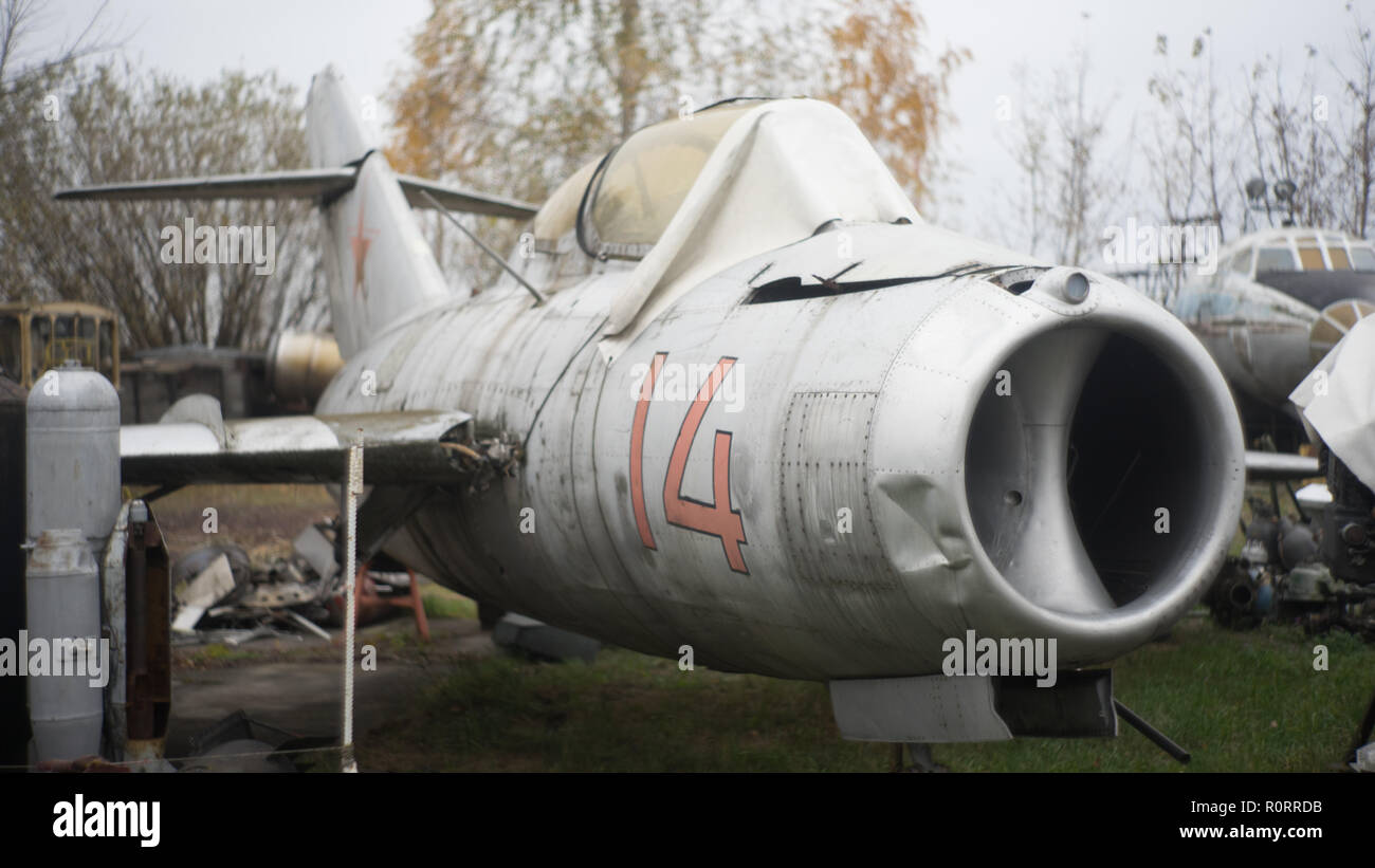 Mig 15, un avion de chasse soviétique au musée de l'aviation, la Lettonie Riga Banque D'Images