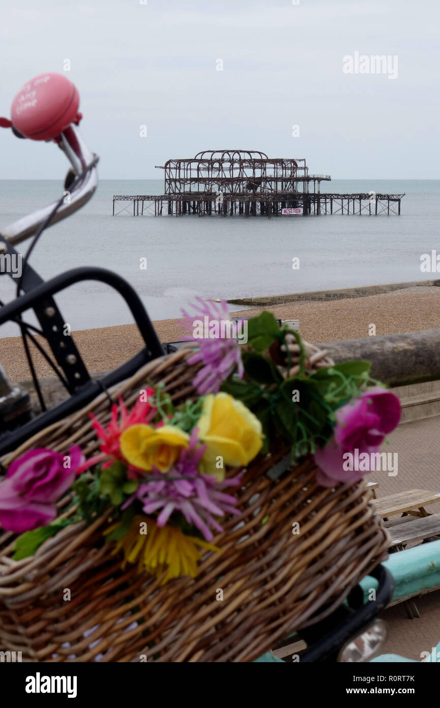 Vestiges de la jetée Ouest, Brighton, Royaume-Uni Banque D'Images