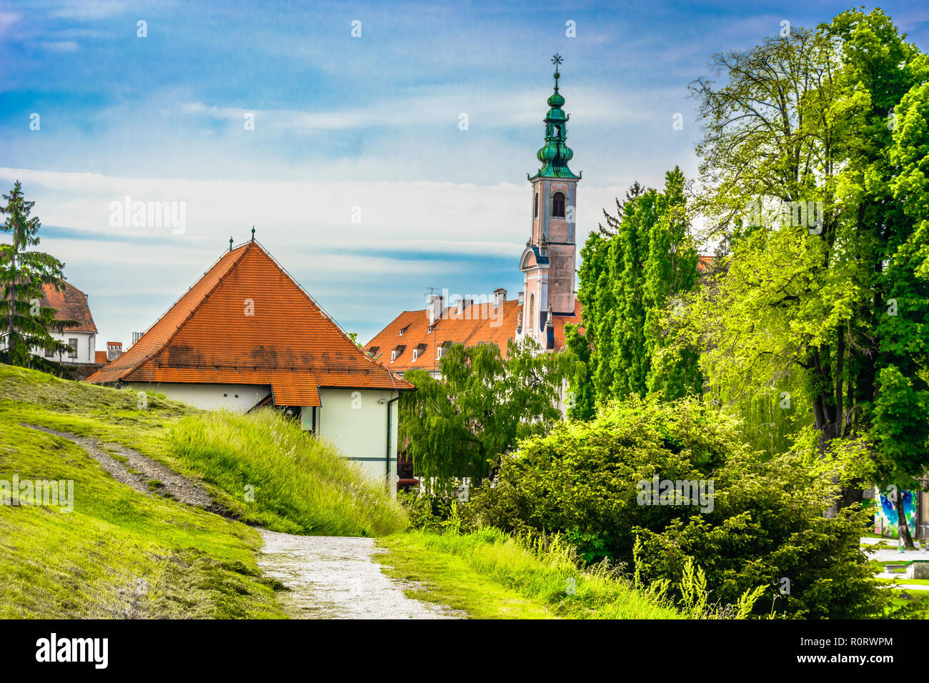 Vue panoramique sur la vieille ville de Varazdin county, le nord de la Croatie. Banque D'Images