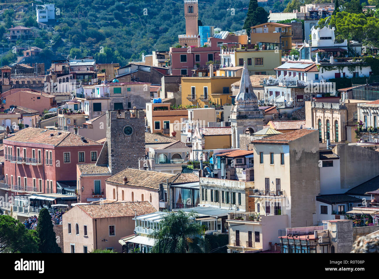 Taormina. Taormina a été main destination touristique en Sicile depuis le 19ème siècle. Taormina, Sicile, Italie. Banque D'Images
