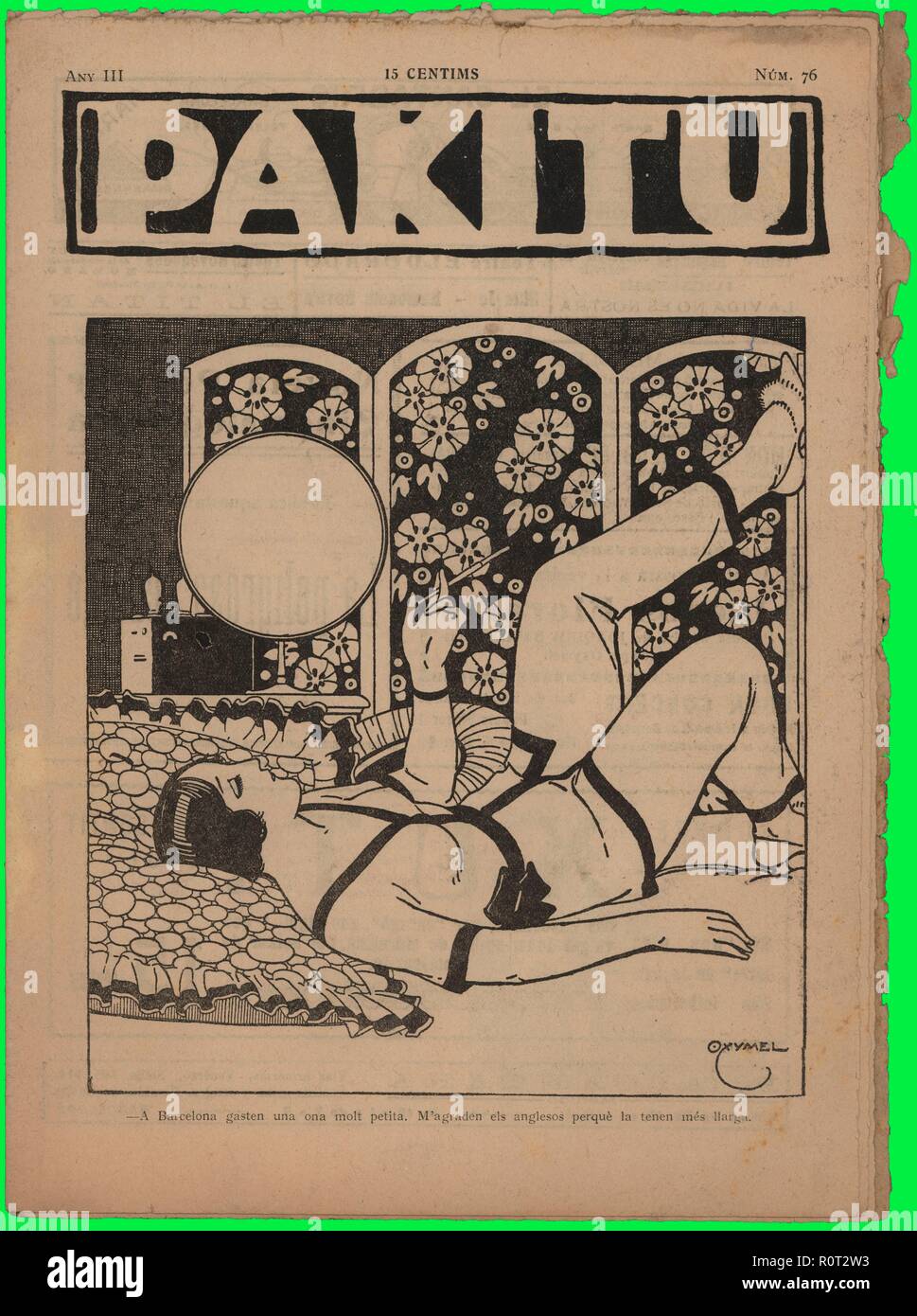 Portada de la revista satírica Pakitu, editada en Barcelone, mars 1925. Banque D'Images
