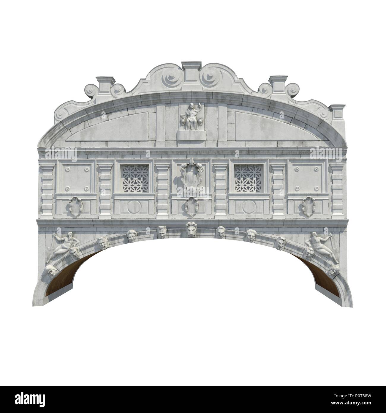 Pont des Soupirs à Venise le blanc. Vue de face. 3D illustration Banque D'Images