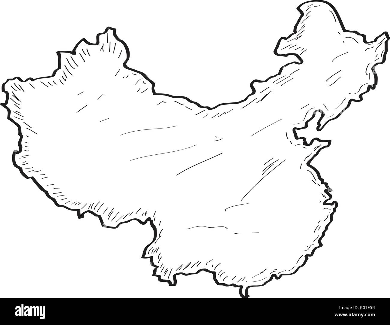 Esquisse d'une carte de Chine Illustration de Vecteur