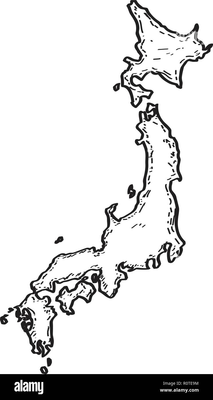 Esquisse d'une carte du Japon Illustration de Vecteur
