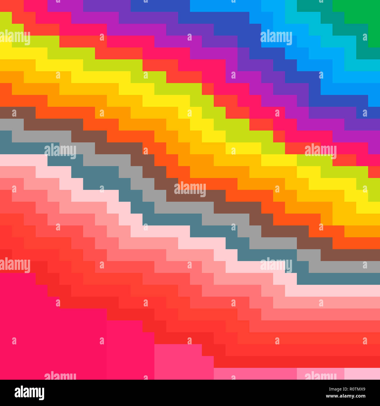 Pixel art : Détail d'un arc-en-ciel de couleurs. Banque D'Images