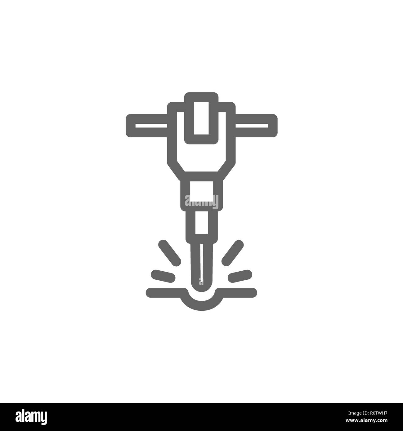 L'icône de la ligne simple marteau perforateur. Signe et symbole illustration design. Isolé sur fond blanc Banque D'Images