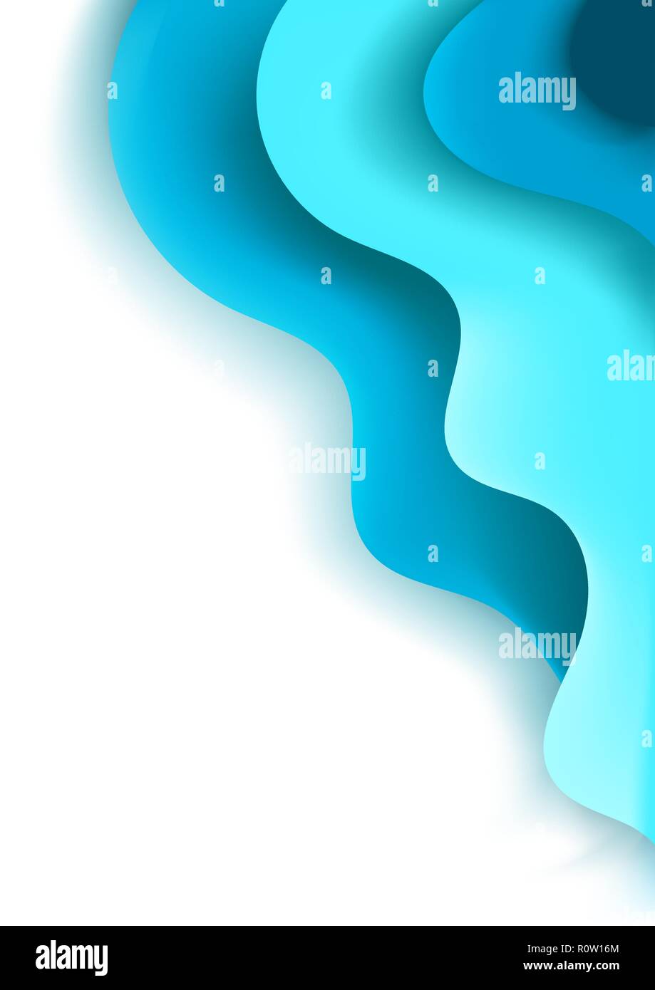 A4 vertical banner avec 3D abstrait avec fond bleu turquoise papier coupé des vagues. Les couleurs de la mer. Vector design layout pour des présentations, des prospectus, des affiches Illustration de Vecteur