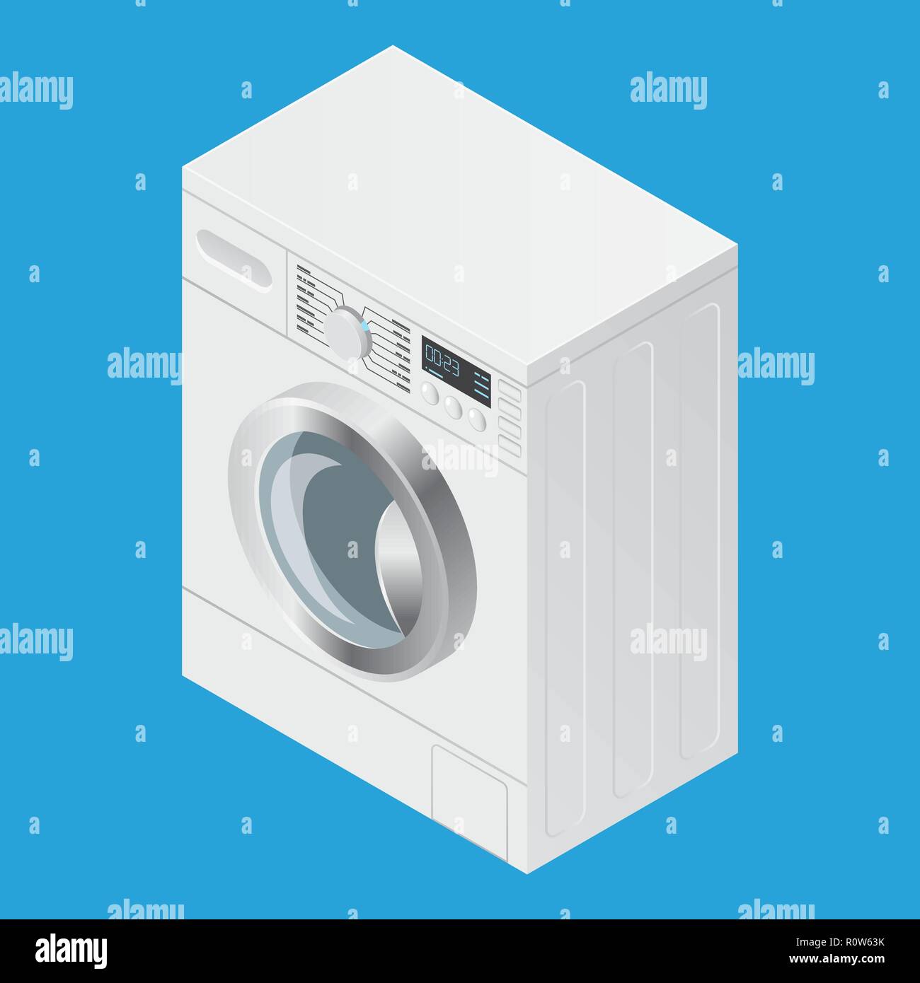 3D isométrique détaillée réaliste lave-linge icon Illustration de Vecteur