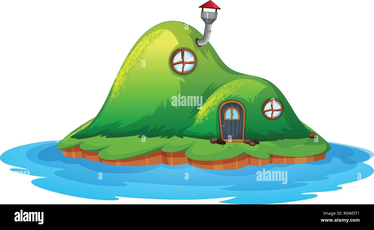 Enchanted fairy house sur l'île illustration Illustration de Vecteur