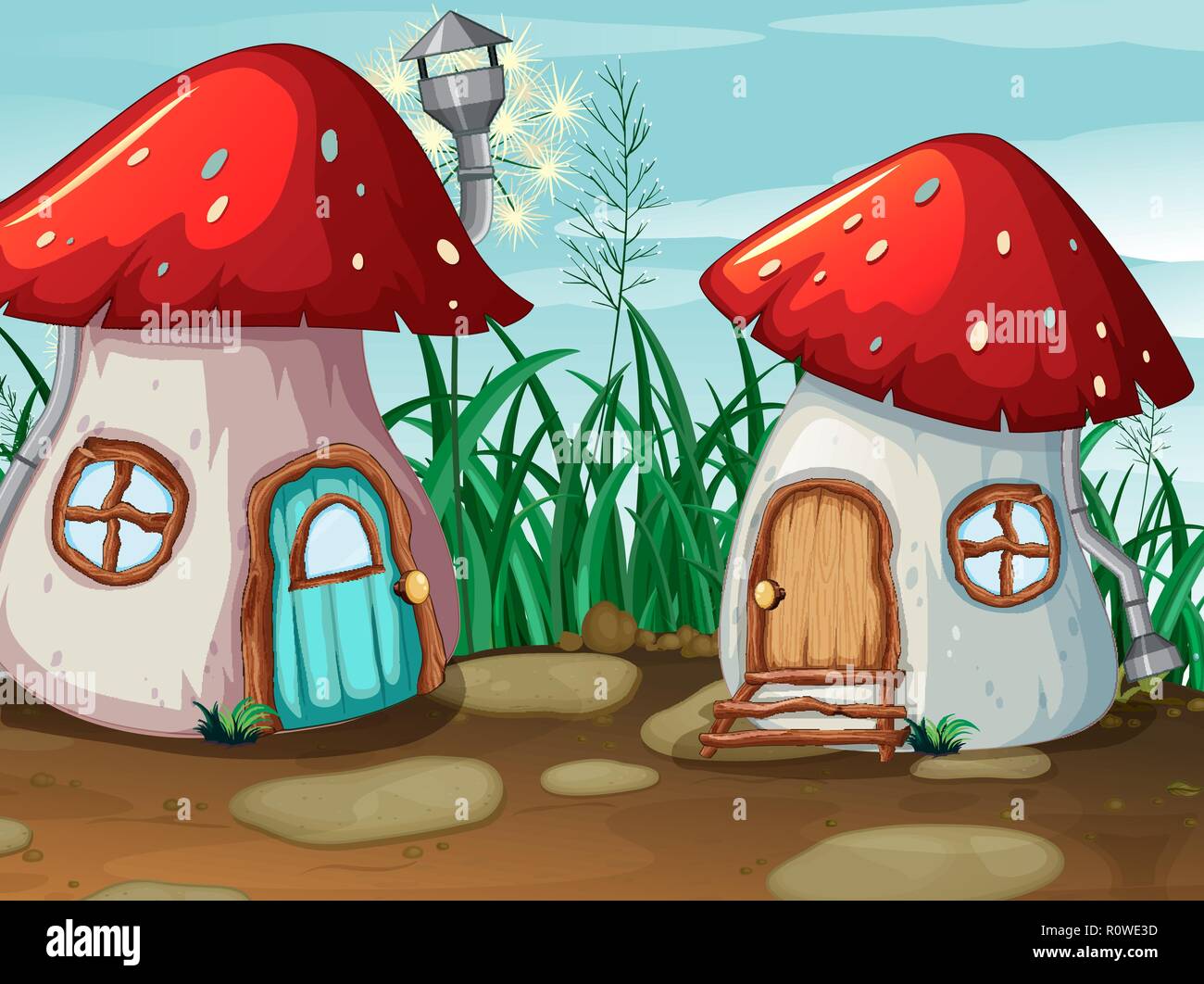 Enchanted mushroom house dans la nature illustration Illustration de Vecteur