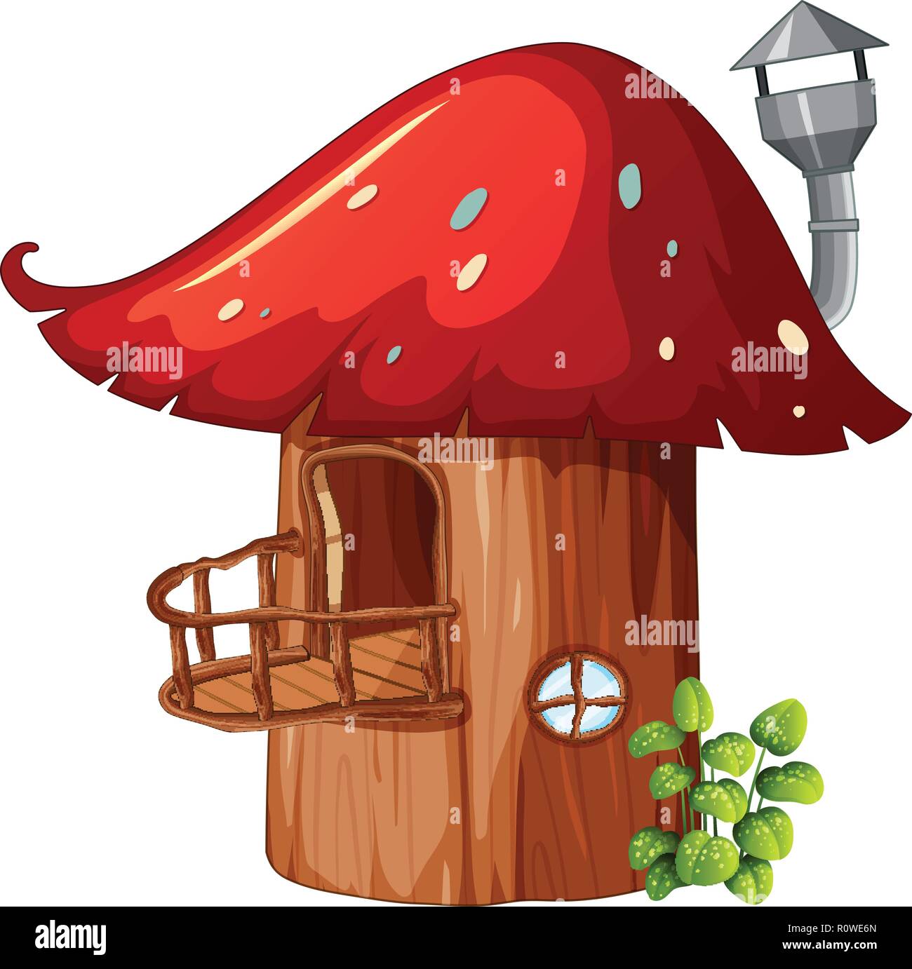 Maison en bois champignons enchantée illustration Illustration de Vecteur