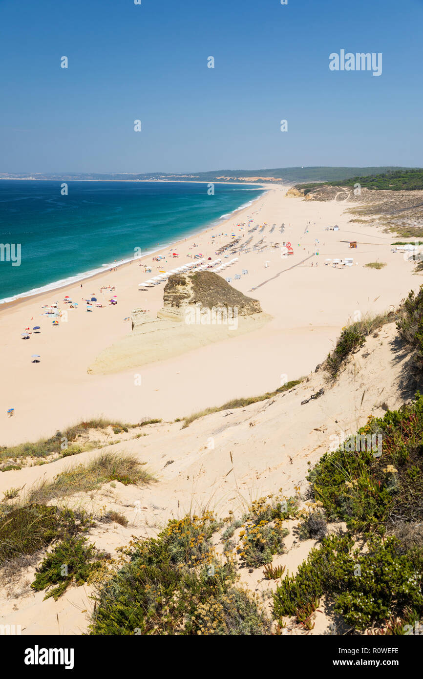 Praia do Meco près de Cabo Espichel, Aldeia do Meco, Costa da Caparica, Setubal sesimbra, municipalité de district, région de Lisbonne, Portugal Banque D'Images