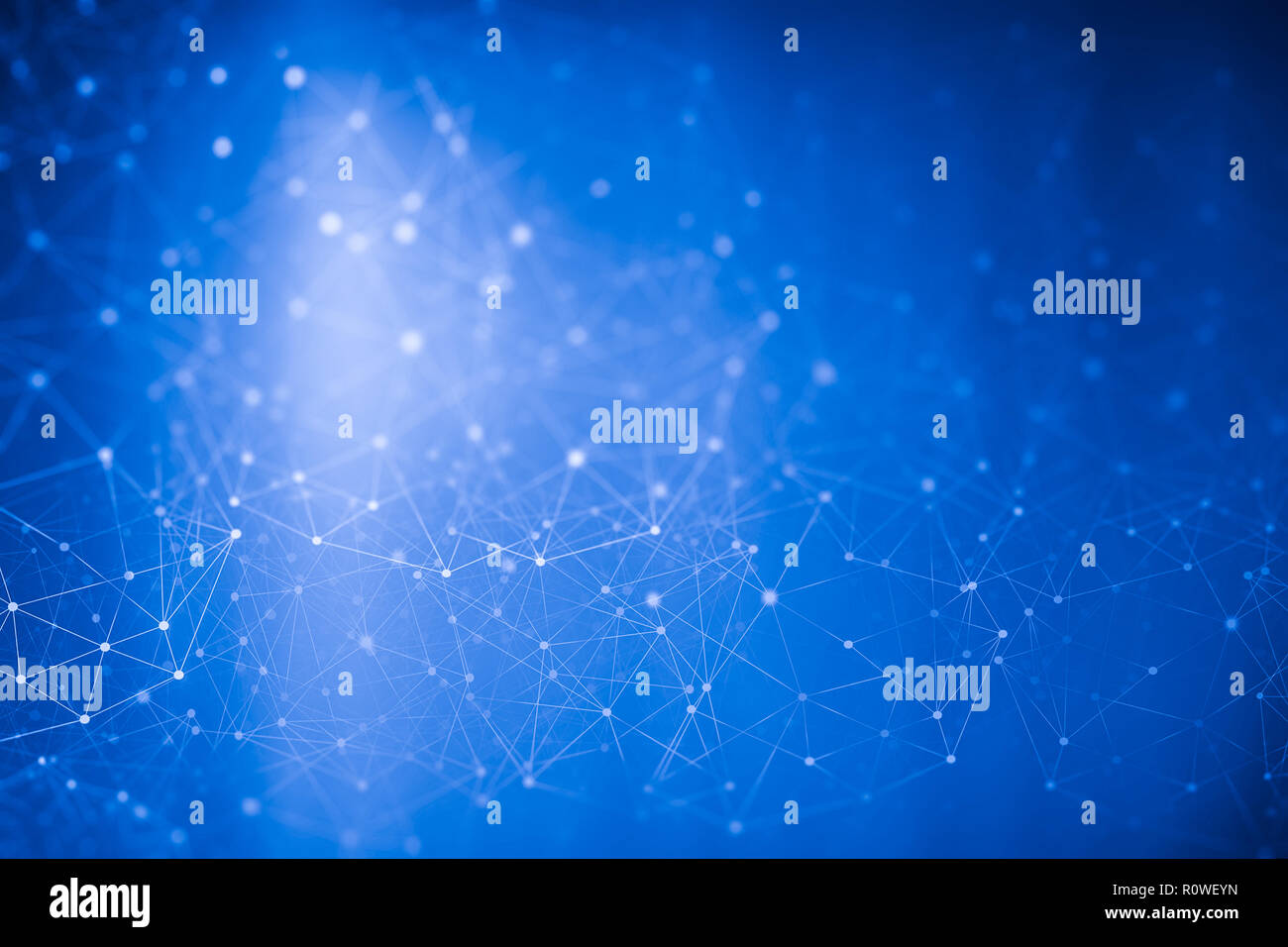 Points lumineux de connexion et de lignes. Arrière-plan de la technologie numérique des données. Banque D'Images