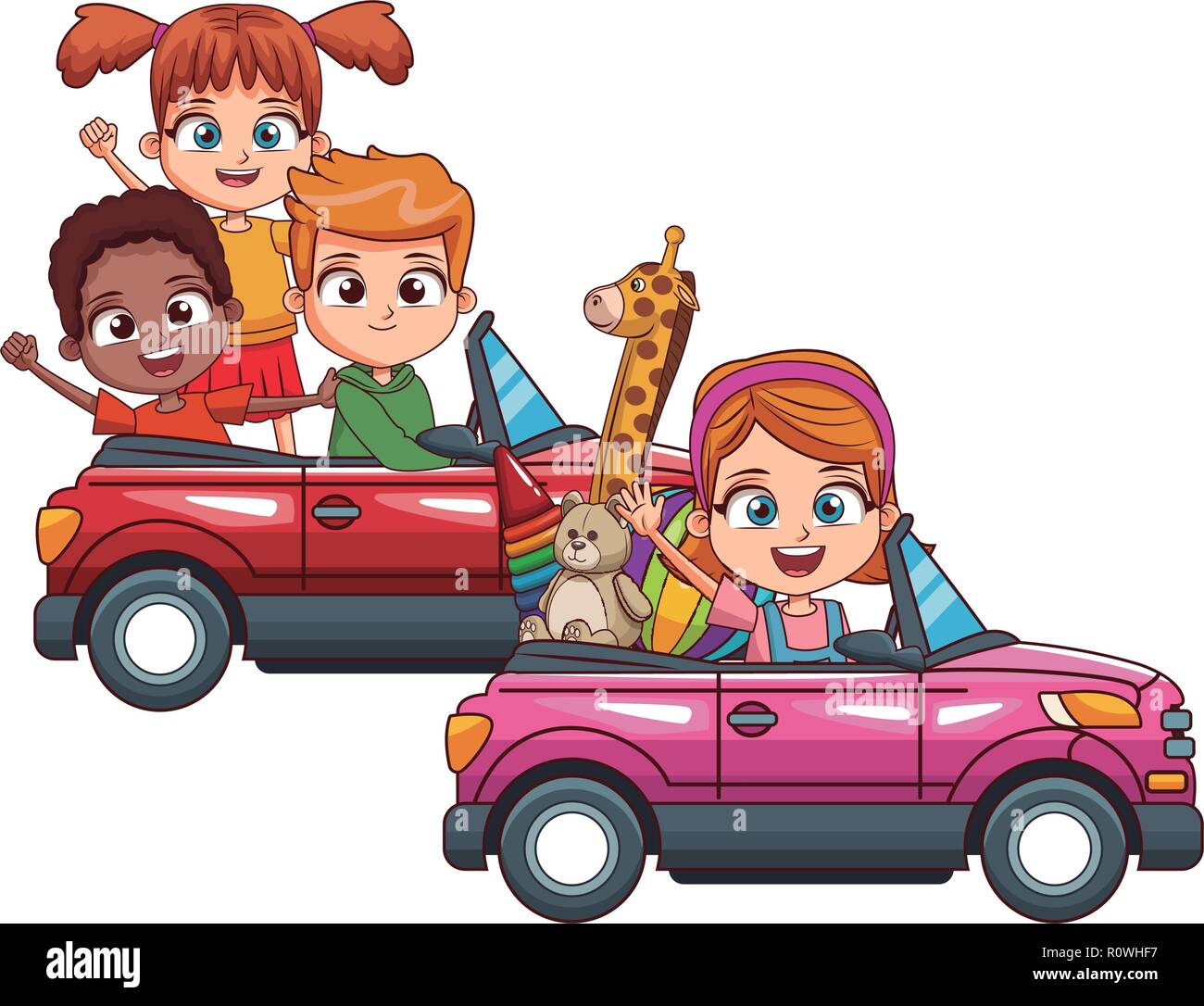 Deux voitures de conduite pour les enfants Illustration de Vecteur