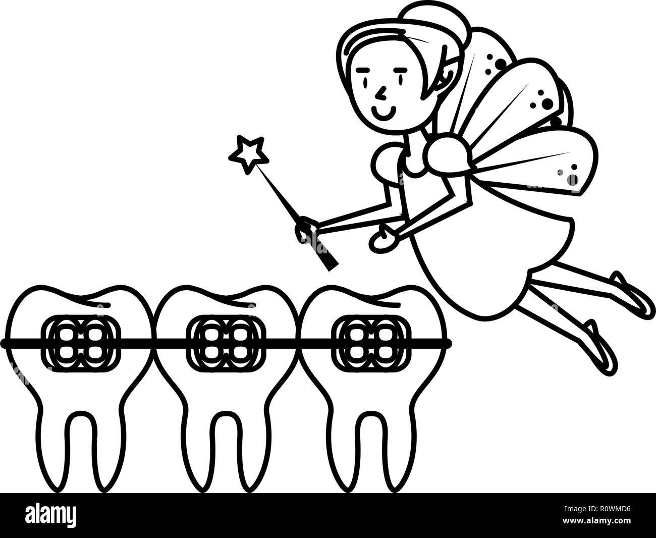 Jeune fille avec un appareil dentaire Banque d'images noir et blanc - Alamy