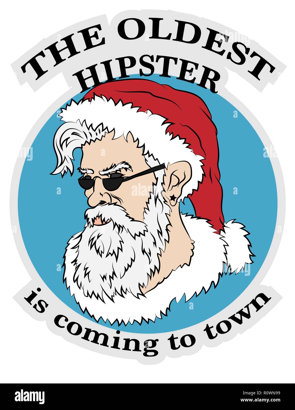 Le plus vieux hipster arrive en ville, le Père Noël portrait, vector illustration Illustration de Vecteur
