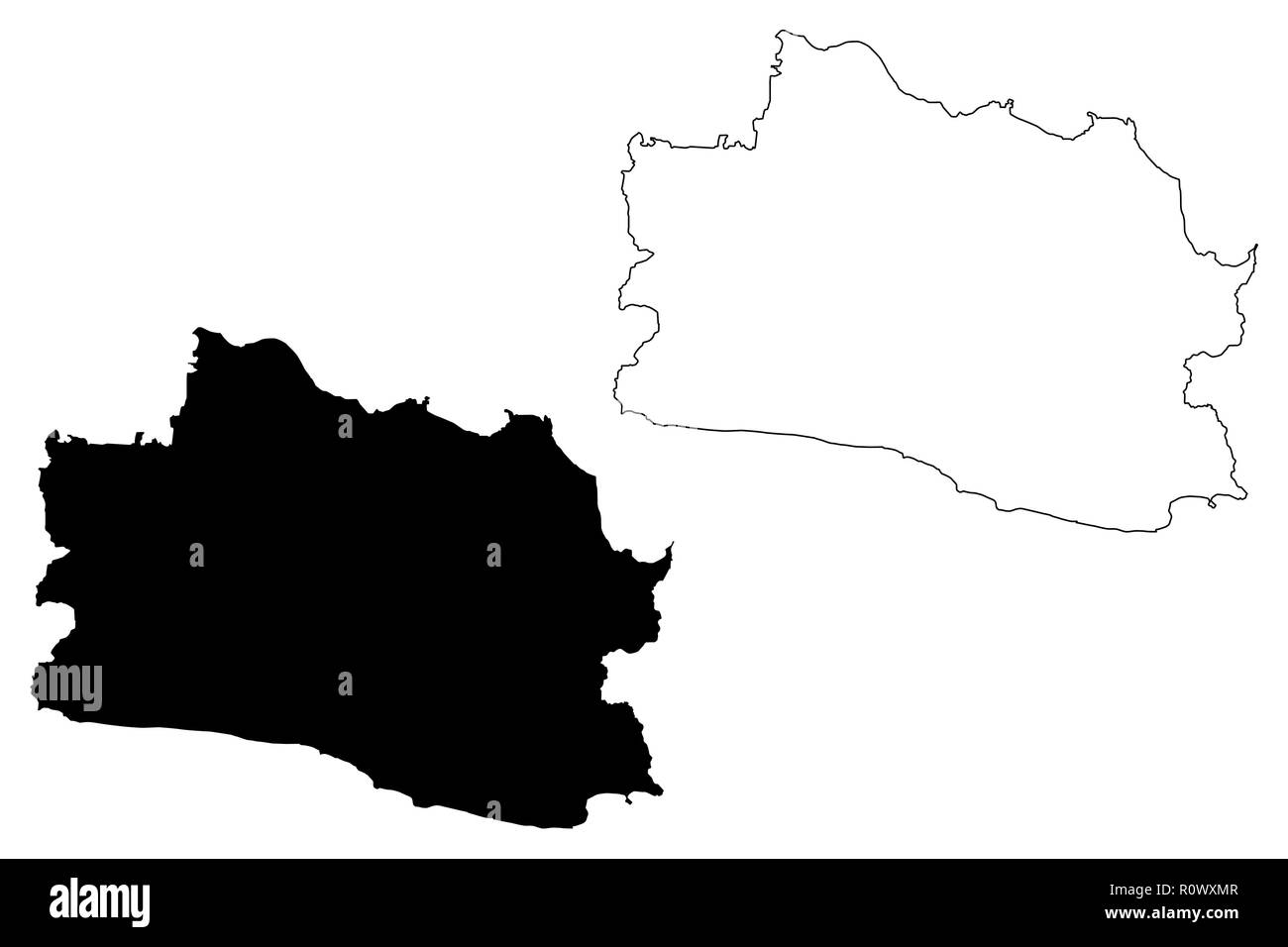 L'ouest de Java (subdivisions de l'Indonésie, les provinces de l'Indonésie) map vector illustration, scribble sketch carte Jawa Barat Illustration de Vecteur