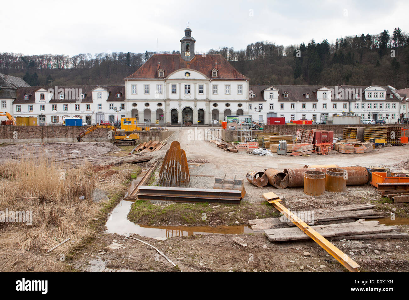 Bad Karlshafen, site de construction en 2018, la vallée de la Weser, Weser Uplands, Thuringe, Hesse, Germany, Europe Banque D'Images