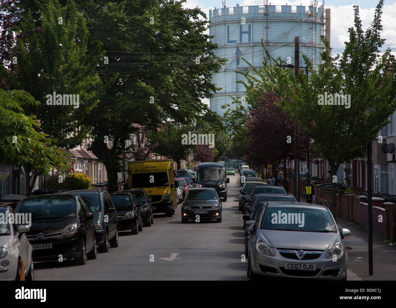 Southall Gasholder sec, southall England UK Banque D'Images