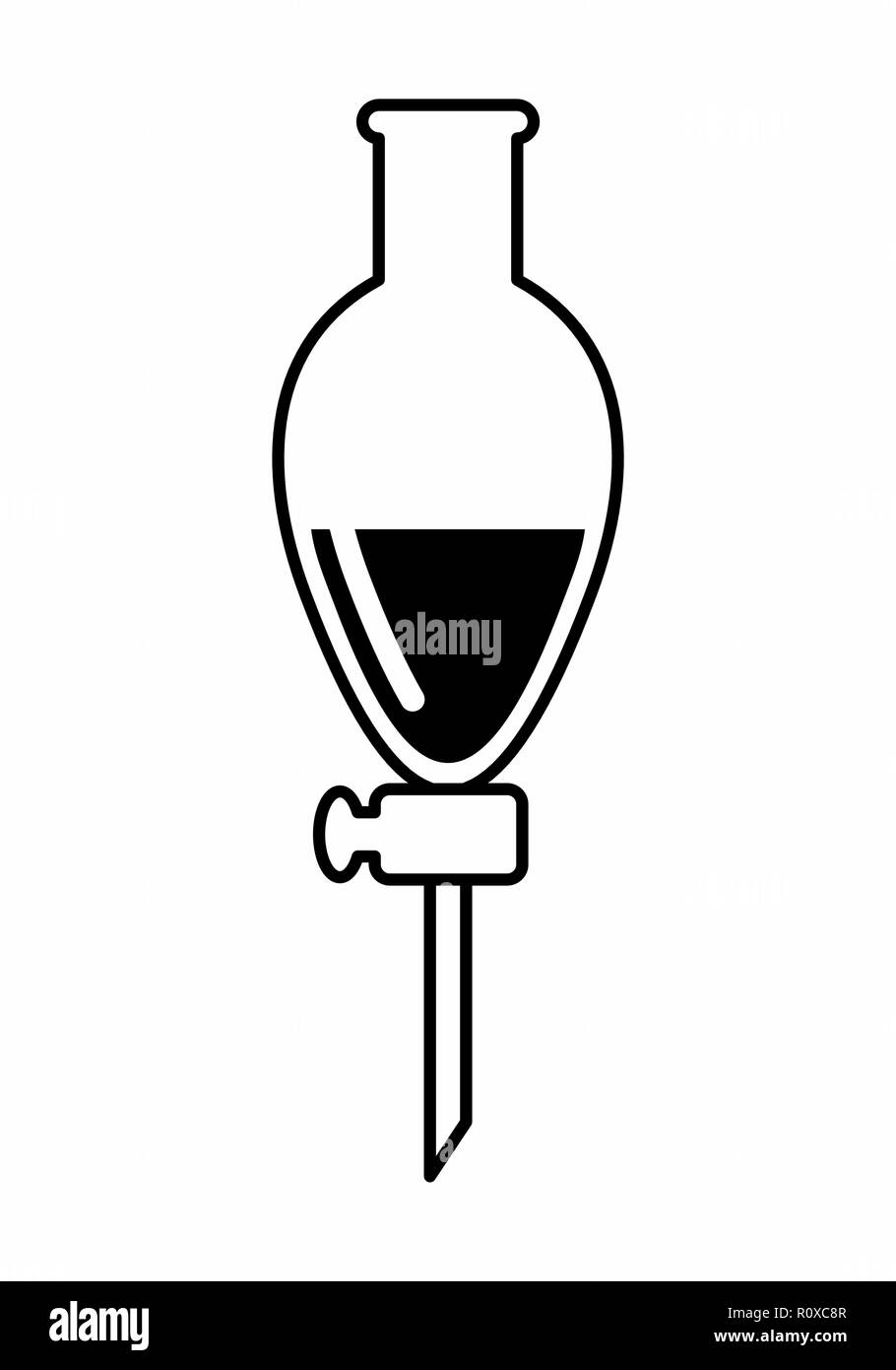 Illustration noir et blanc d'un flacon de laboratoire Illustration de Vecteur