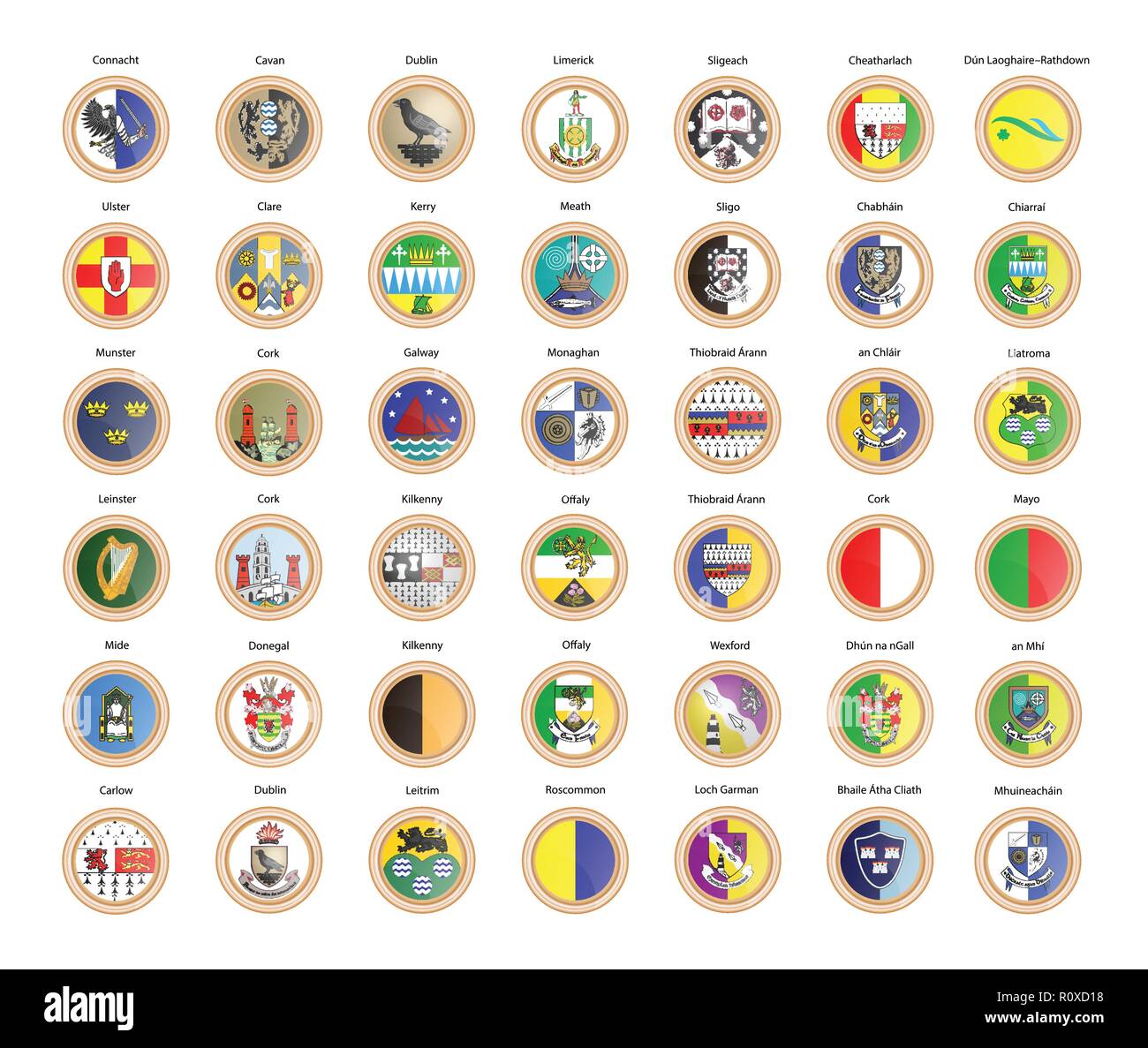 Ensemble d'icônes vectorielles. Irlande drapeaux, des provinces et des comtés. 3D illustration. Illustration de Vecteur
