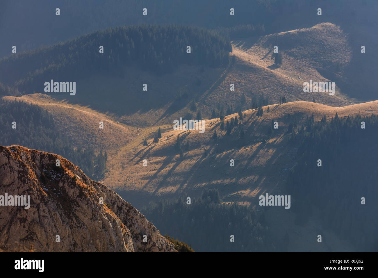 Paysage de montagne dans les montagnes Piatra Craiului, Roumanie Banque D'Images