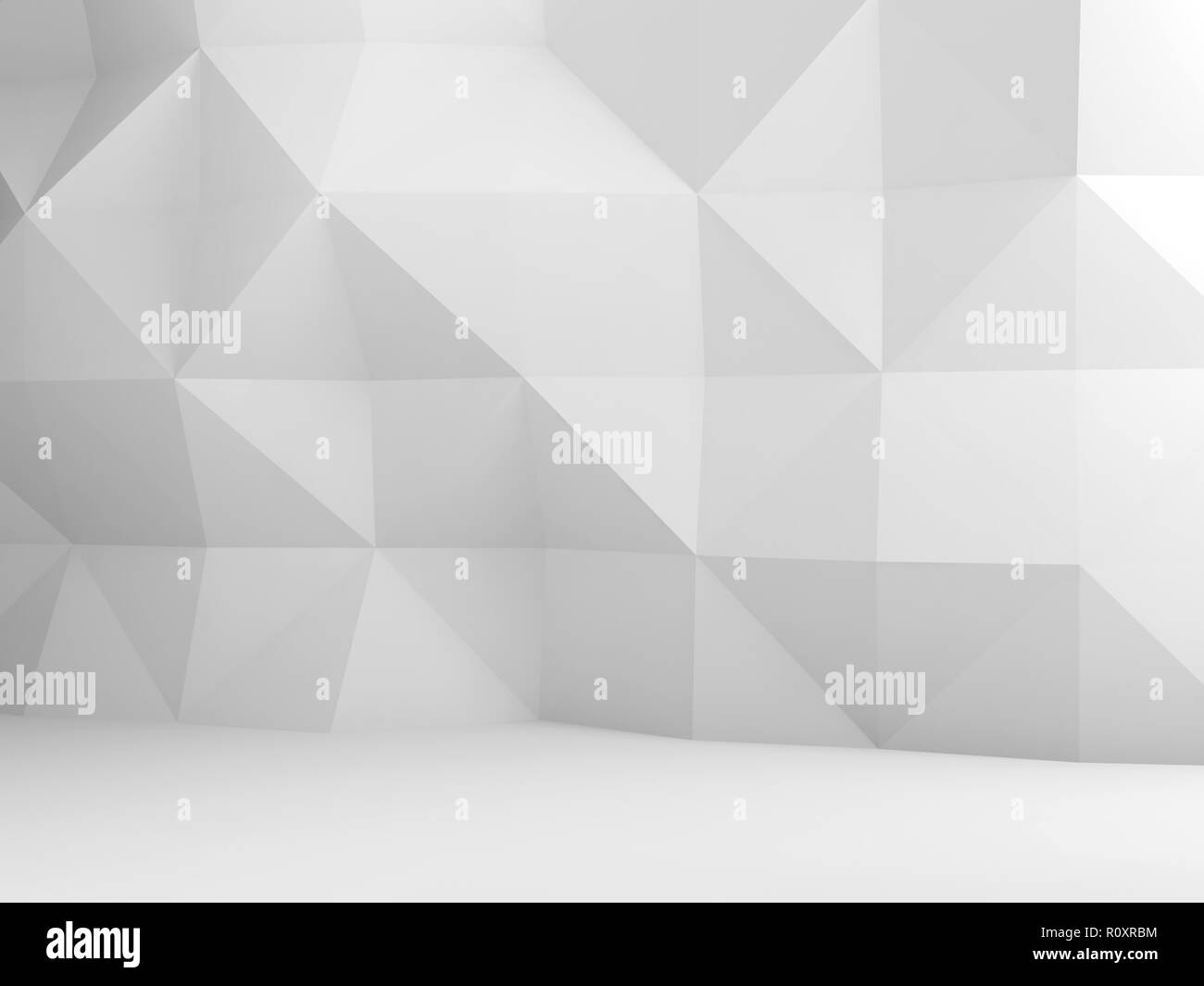 Résumé Contexte intérieur blanc avec poly bas motif en mosaïque sur le mur, illustration 3D render Banque D'Images