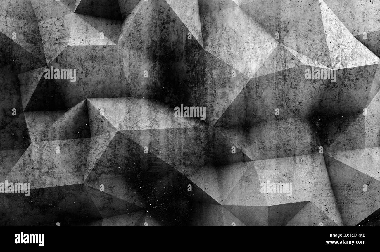 Abstract background béton avec grungy poly bas motif en mosaïque sur le mur, illustration 3D render Banque D'Images