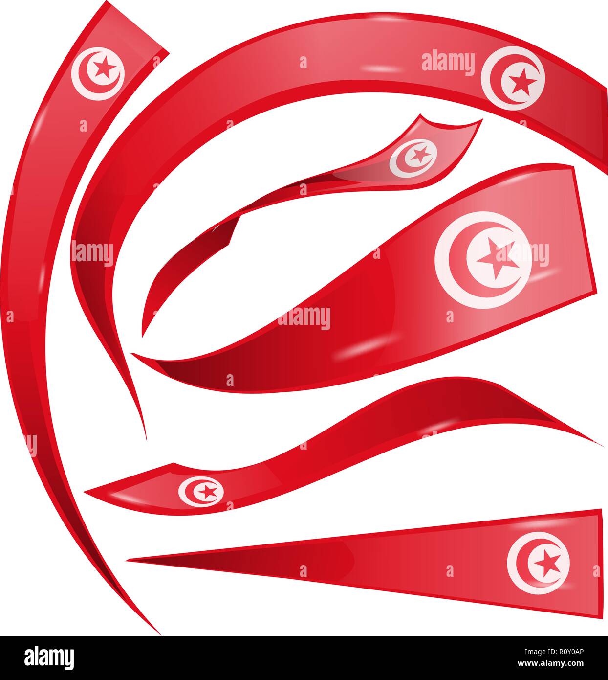 Drapeau Tunisie isolé sur fond blanc Illustration de Vecteur