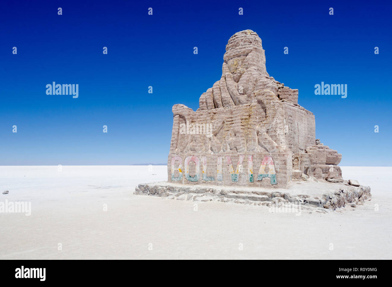 Monument au rallye Dakar, Salar de Uyuni, Bolivie Banque D'Images