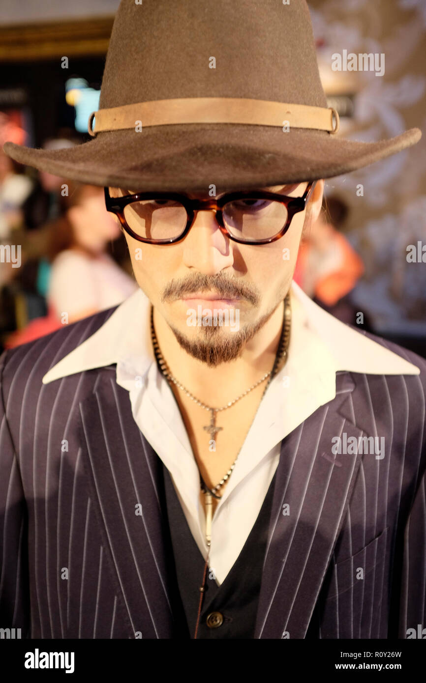 La figure de cire de l'acteur Johnny Depp à l'attraction touristique de renommée mondiale du musée de cire de Madame Tussauds à Londres, Royaume-Uni. Banque D'Images