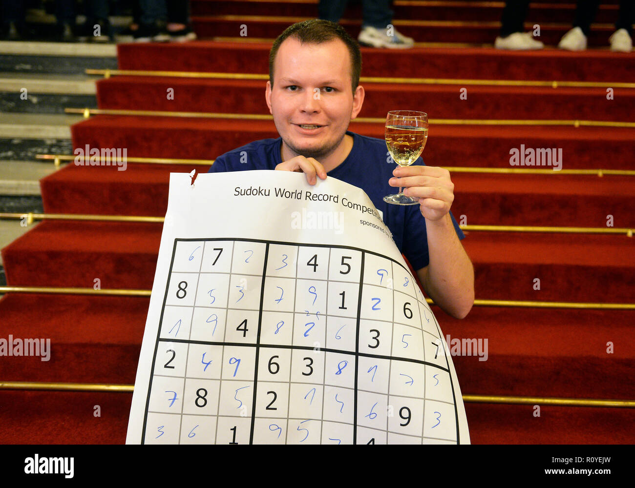 Prague, République tchèque. 07Th Nov, 2018. Le monde et puzzle Sudoku  championnat s'est tenu à Prague, en République tchèque, le 7 novembre 2018.  Sur la photo est vue Jakub Ondrousek de République