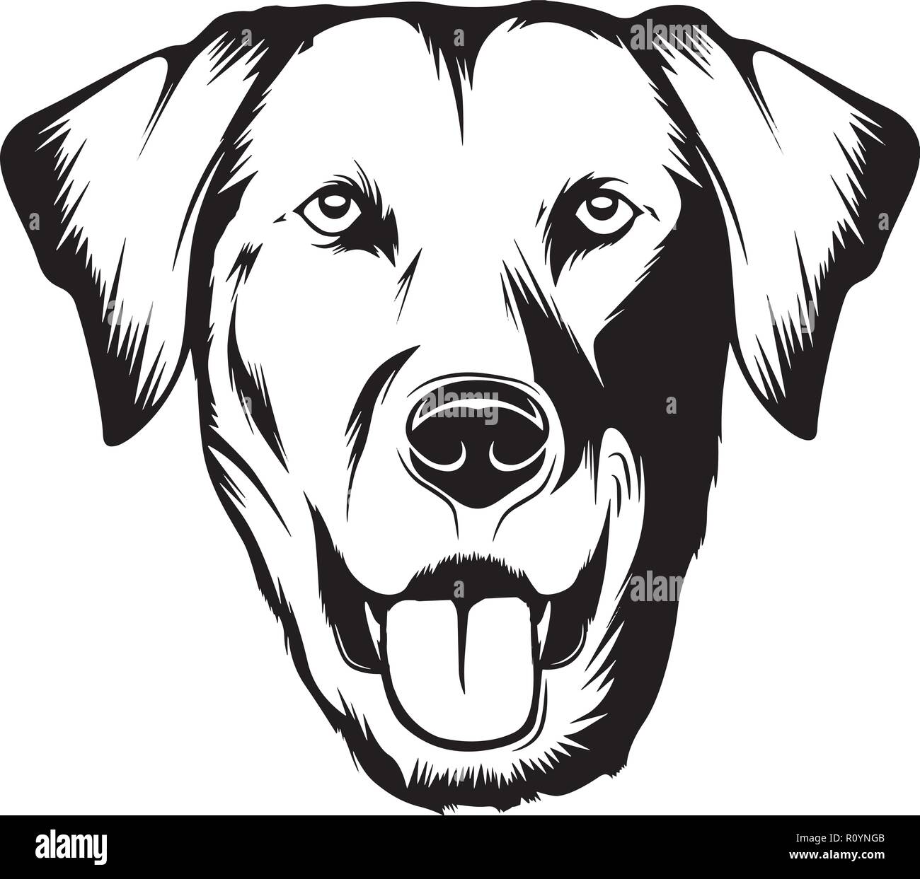 Race de chien labrador retriever Pedigree isolés tête Animaux Portrait Smiling Happy face chiot Animal Cartoon Illustration Portrait Art Design mignon Illustration de Vecteur