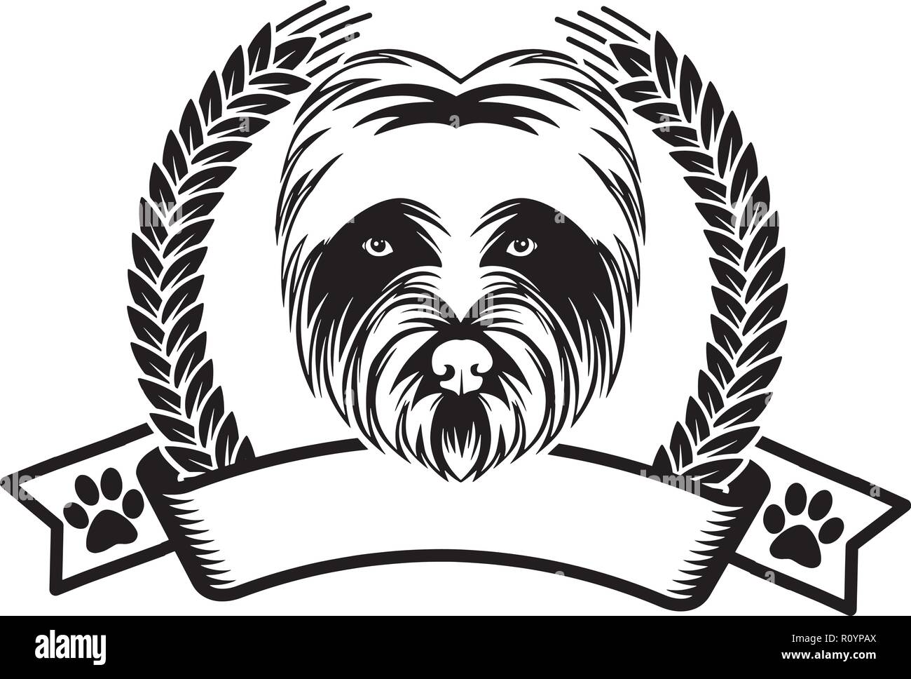 West Highland White Terrier race de chien Pedigree isolés tête Animaux Portrait Smiling Happy face chiot Animal Cartoon Illustration Portrait Art Illustration de Vecteur