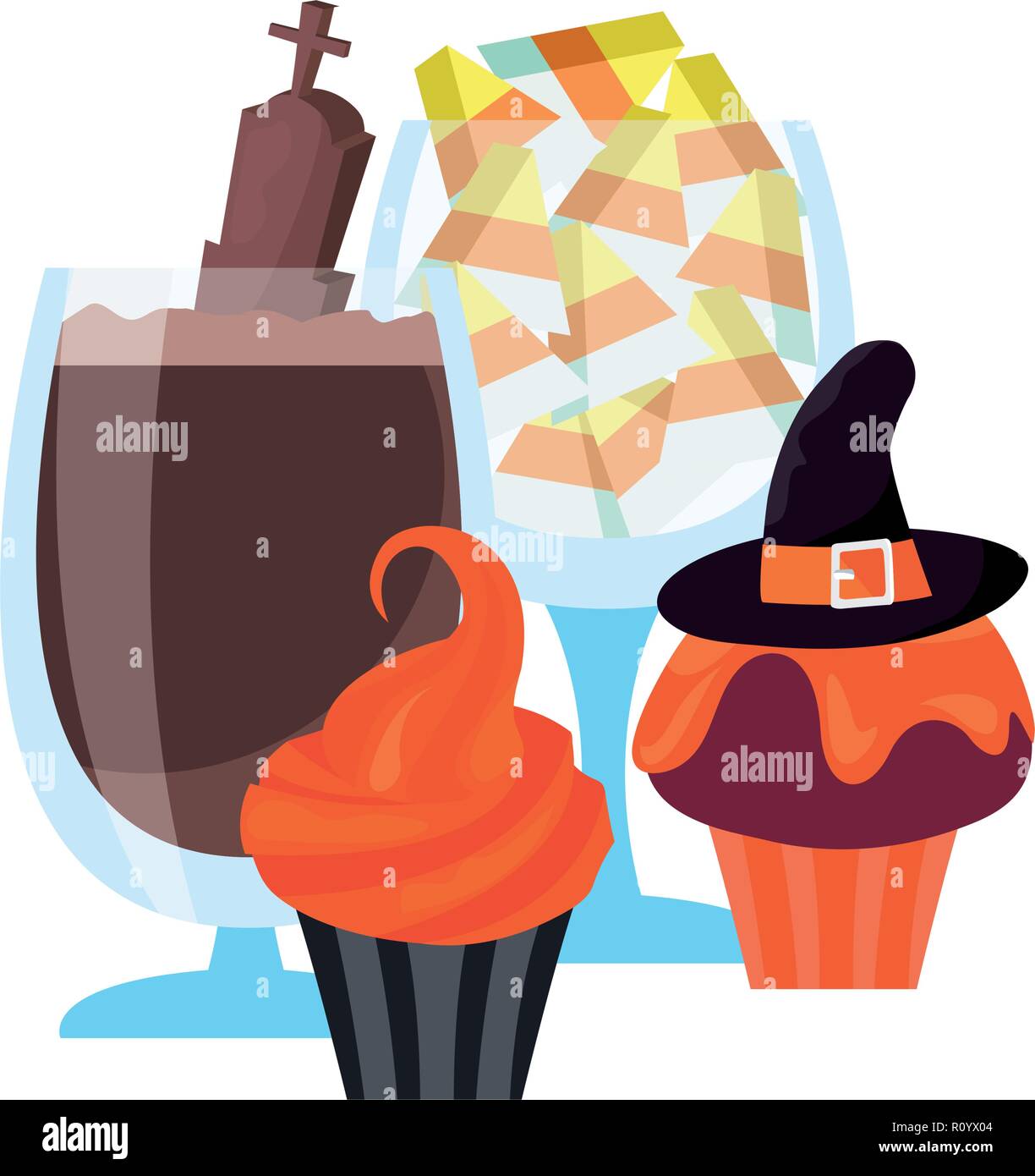 Halloween cupcake jelly chocolat sucré vector illustration Illustration de Vecteur